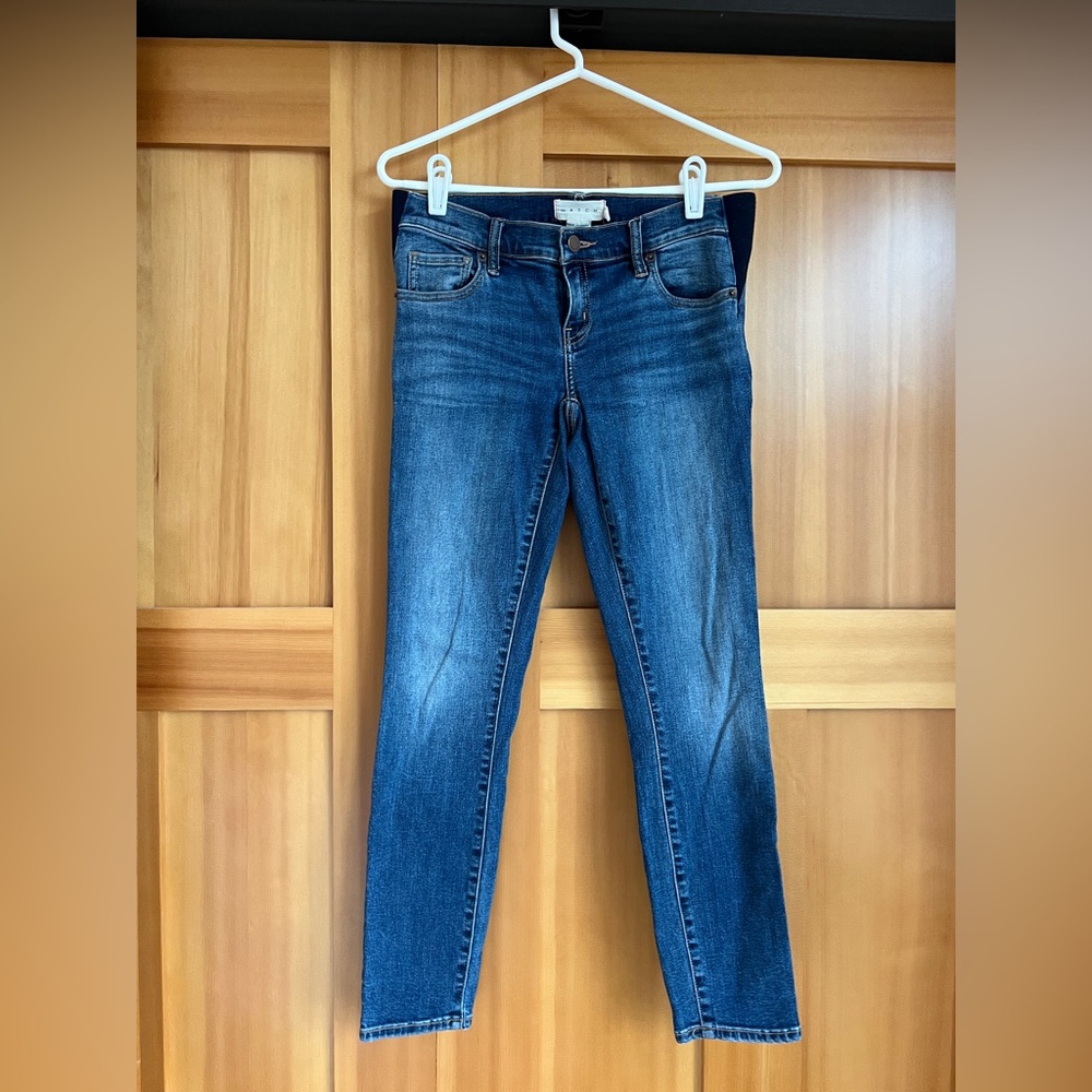 Hatch Collection - Under The Bump Slim Maternity Jean in Dark Blue